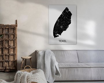 Texel Karte | Grau von Wereldkaarten.Shop
