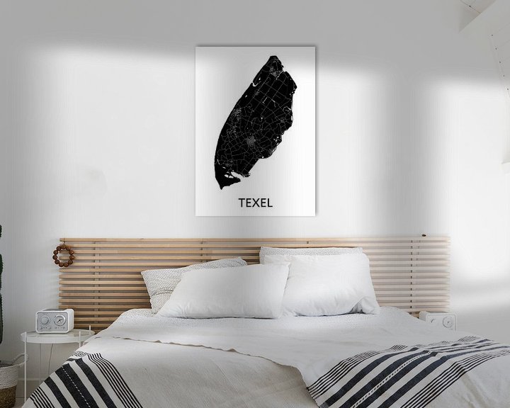 Sfeerimpressie: Texel Landkaart | Zwartwit van Wereldkaarten.Shop