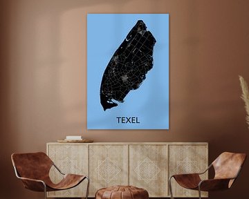 Carte de Texel | Bleu clair sur WereldkaartenShop