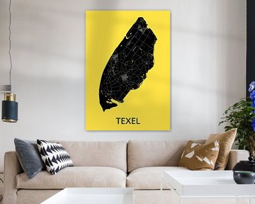 Carte de Texel | Jaune chaud sur WereldkaartenShop