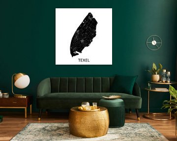 Texel Map | Black and white | Wall Circle by WereldkaartenShop