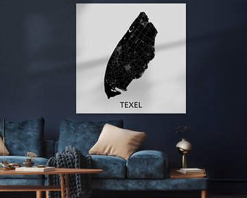Texel Karte | Grau | Wandkreis von WereldkaartenShop