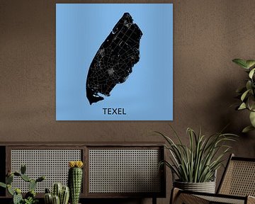 Texel Landkaart | Blauw | Wandcirkel van WereldkaartenShop