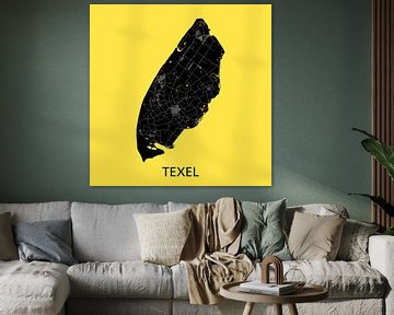 Texel Map | Warm yellow | Wall Circle by WereldkaartenShop