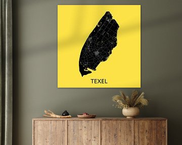 Texel Landkaart | Warmgeel | Wandcirkel