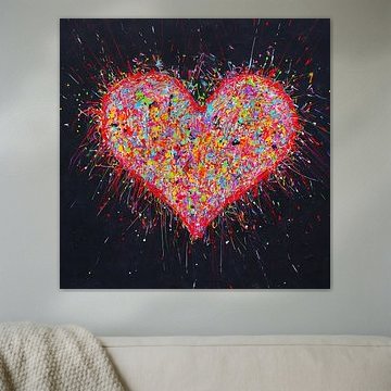 Kleurrijk Hart Verfspetters van Vrolijk Schilderij