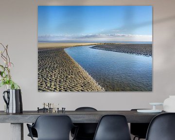 Slenk in de drooggevallen  Waddenzee van Jan Huneman