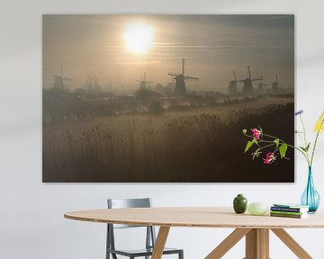 Kinderdijk bij zonsopkomst