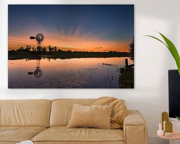 Kleurrijke zonsondergang windmolen Zutphen van Martin Winterman