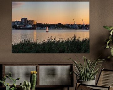 View over the Warnow river to the Hanseatic City of Rostock by Rico Ködder