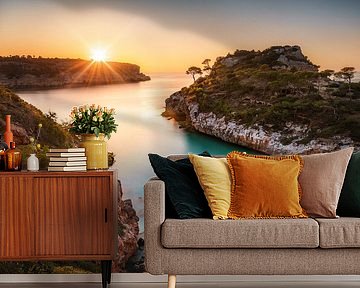 Sunrise over the bay of Cala Moro in Mallorca. by Voss photography