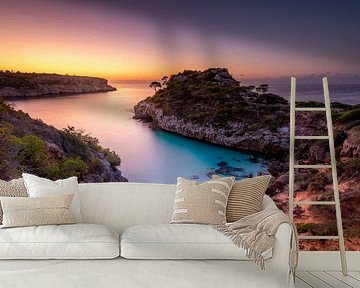 Bay Cala Moro on Mallorca shortly before sunrise. by Voss photography