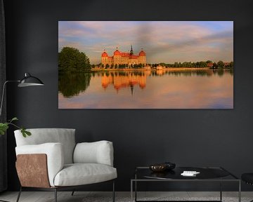 Zonsondergang bij  het kasteel van Moritzburg van Henk Meijer Photography