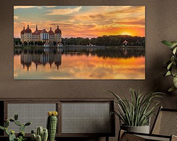 Coucher de soleil au château de Moritzburg sur Henk Meijer Photography