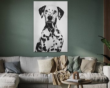 Fine art portret van een dalmatier hond in zwart-wit van Lotte van Alderen
