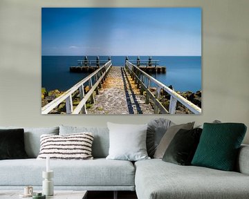 Landschapsfoto van  een kalme avond in oktober boven de Afsluitdijk. van Norbert Versteeg