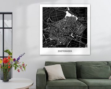 Zoetermeer Stadskaart ZwartWit  |  Vierkant van Wereldkaarten.Shop