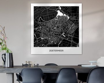 Stadtplan Zoetermeer Schwarz-Weiß | Quadrat von WereldkaartenShop