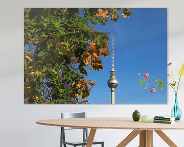 Televisietoren Berlijn met herfstboom van Frank Herrmann