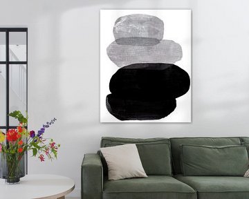Abstrakte schwarze und weiße Kieselsteine von David Potter