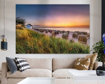 Beach of Scharbeutz at sunrise by Voss Fine Art Fotografie