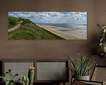 Panorama strand tussen Zoutelande en Dishoek van Zeeland op Foto