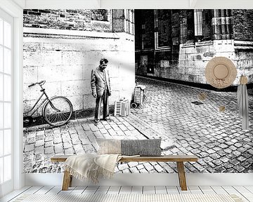 Street musician Utrecht Domstad by Rob van der Teen