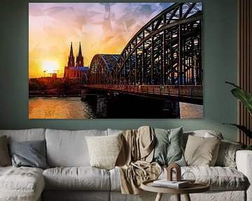 Köln Panorama Sonnenuntergang am Dom Artstyle