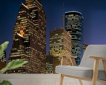 Skyline van Houston in de nacht - 1980s van Zeger Knops