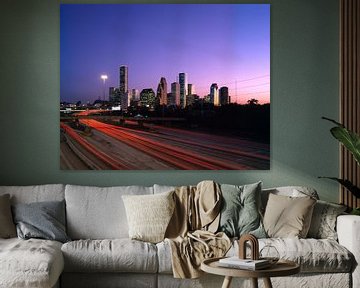 Skyline van Houston in de ochtend - 1980s van Zeger Knops