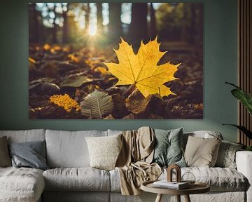 Goldener Herbst — Ahornblatt im Gegenlicht