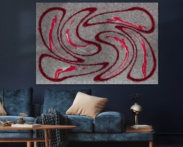 Abstract in rood grijs wit