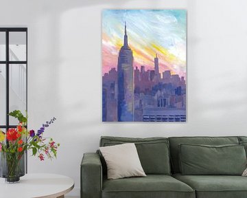 Empire State Building bei Sonnenuntergang mit Blick über Manhattan von Markus Bleichner