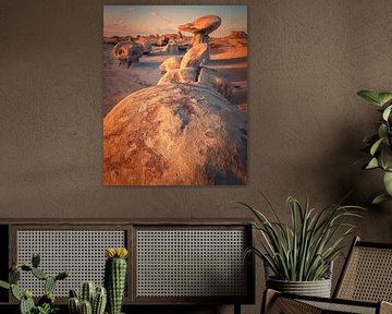 Zonsopkomst in de Bisti Wilderness, De-Na-Zin, New Mexico van Henk Meijer Photography