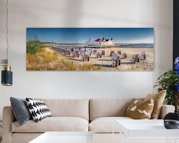 Strand en pier van Ahlbeck op het eiland Usedom van Voss Fine Art Fotografie