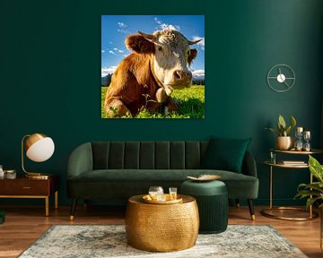 Portret van een gelukkige koe van PhotoArt Thomas Klee