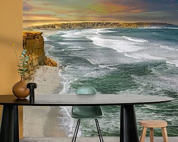 Zonsondergang op het strand van Paracas, Peru