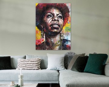 Nina Simone Malerei von Jos Hoppenbrouwers