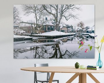 Winter in Dwarsgracht bij Giethoorn met de beroemde kanalen van Sjoerd van der Wal Fotografie