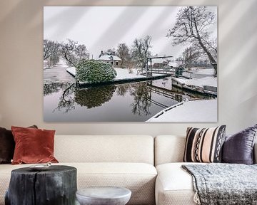 L'hiver à Dwarsgracht, près du village de Giethoorn, avec les célèbres canaux sur Sjoerd van der Wal Photographie