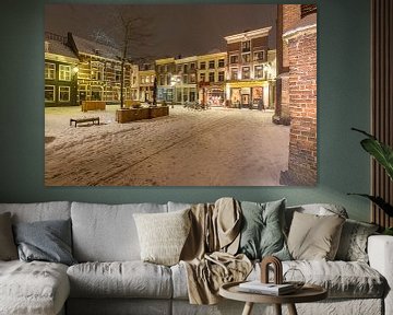 Winter auf dem Botermarkt in Kampen bei Nacht von Sjoerd van der Wal Fotografie