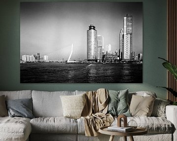 Skyline Rotterdam Kop van Zuid (Black & White) van Rick Van der Poorten
