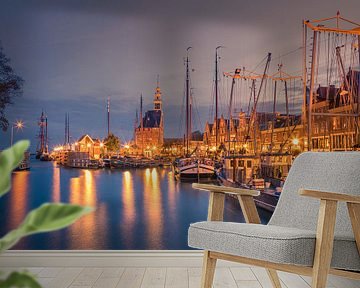 De haven van Hoorn na zonsondergang van Henk Meijer Photography