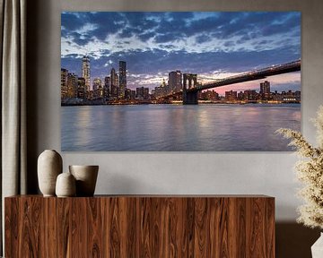 Panoramic view of South Manhattan (New York City) from Brooklyn Bridge Park