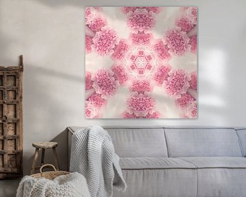 Mandala met roze anjers van Sabine Wagner