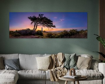 Dawn at the lighthouse Dornbusch on the island Hiddensee. Panorama picture. by Voss Fine Art Fotografie