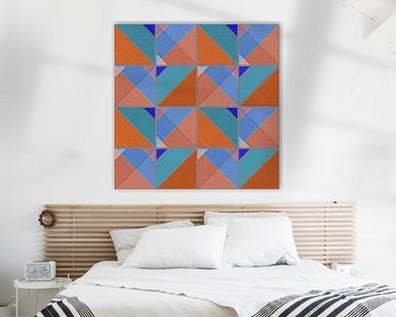 Abstract geometrisch vormen in terracotta en blauw tinten van Maurice Dawson