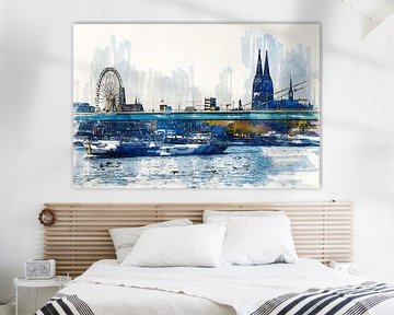 Keulen Panorama met schip Artdesign van Michael Bartsch