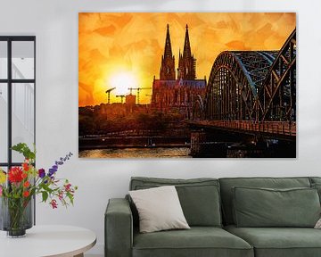 Cologne Panorama Cologne Cathedral Artstyle by Michael Bartsch