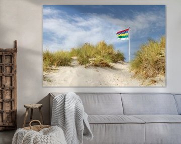 Dunes of Wadden Island Terschelling with flag #3 by Marianne Jonkman